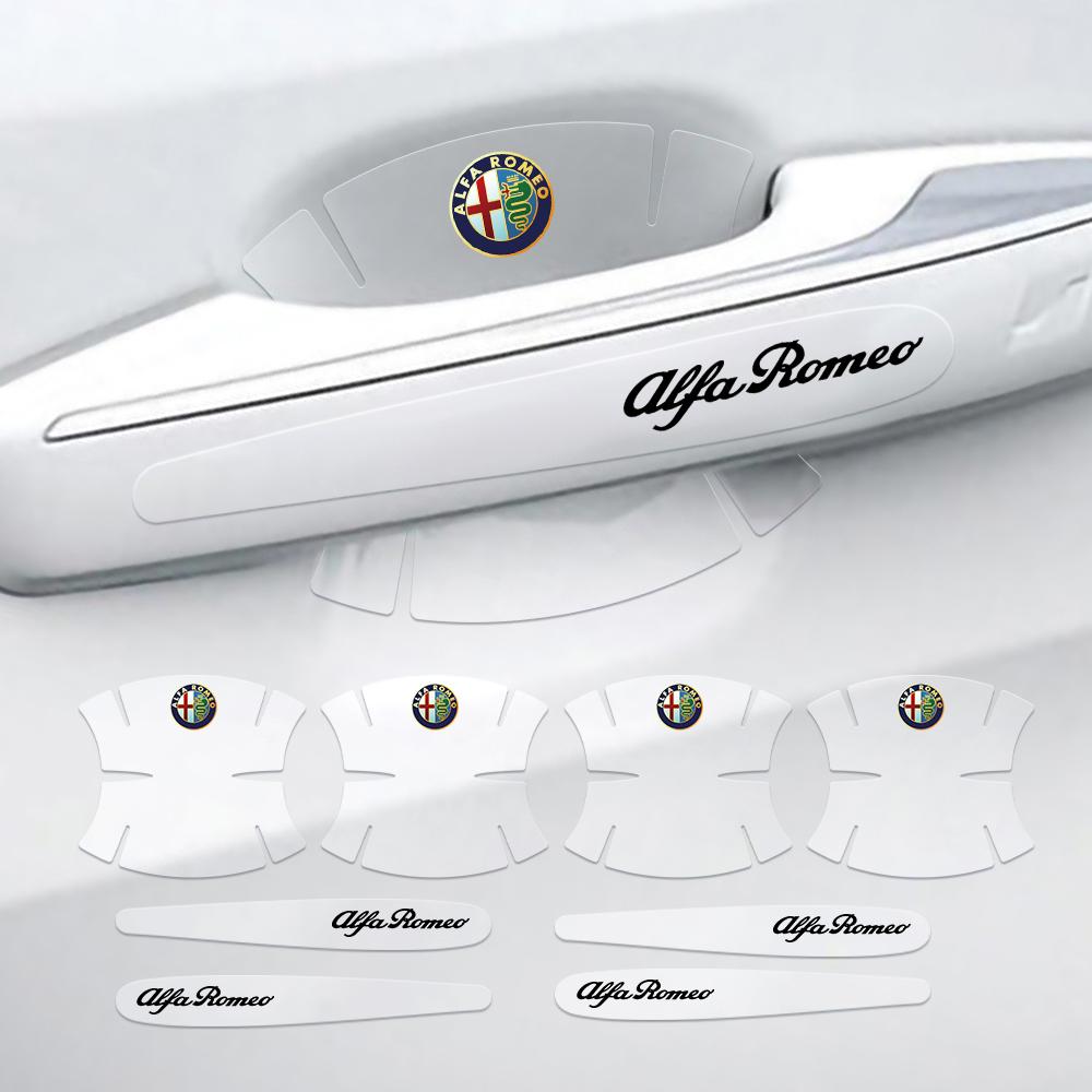 SVMHZ1 4/8pc Car Door Handle Cup Protector Film Anti Scratch Stickers For Alfa Romeo Tonale 147 159 156 Mito Stelvio Sportiva Giulietta