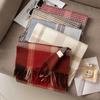 100% Wool Scarf Autumn And Winter Warm Versatile Plaid Scarf Women'S High-End Winter Wool Red Scarf