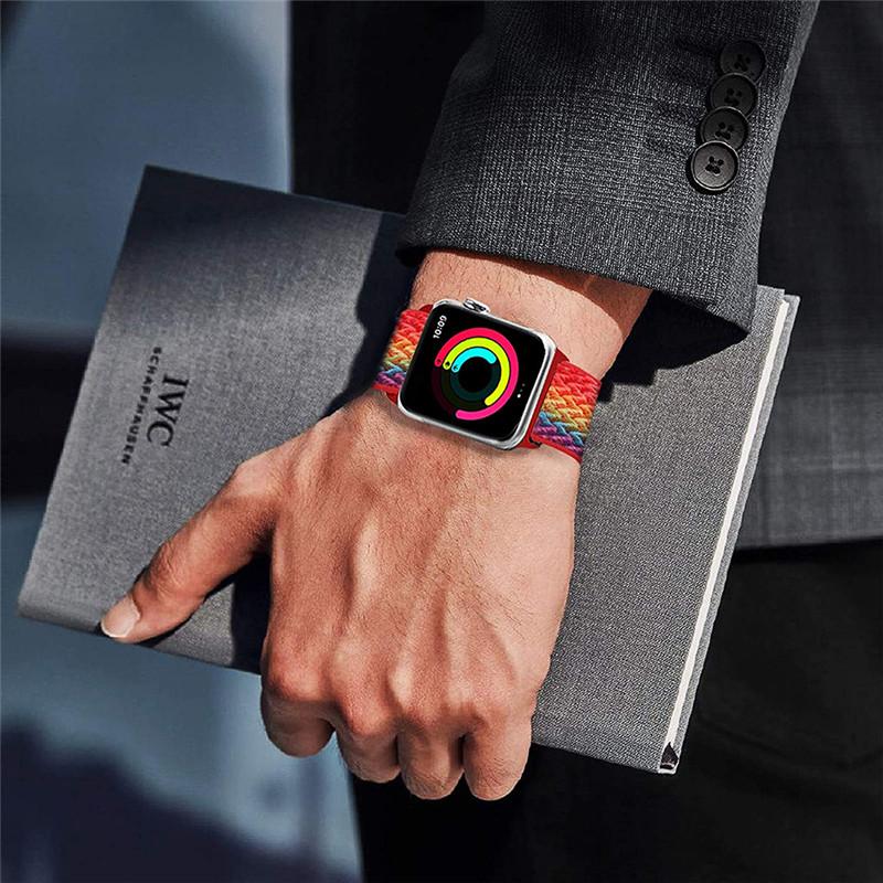 Эластичный нейлоновый ремешок для Apple Watch Series 10 Ultra 2 9 8 7 6 5 Se 4 3 SE Браслет для IWatch 49 мм 42 мм 41 мм 44 мм 45 мм 40 мм Браслет Спортивные ремешки