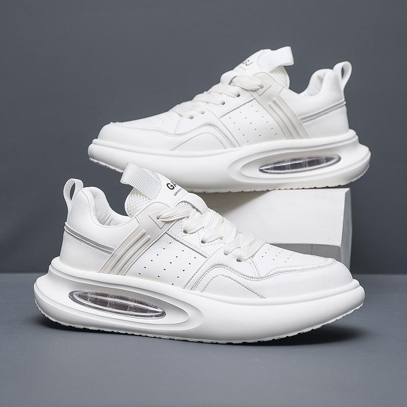 Мужские весенние и осенние туфли на воздушной подушке, мужские белые туфли, увеличивающие рост, дышащие, повседневные, спортивные, на толстой подошве, папины туфли