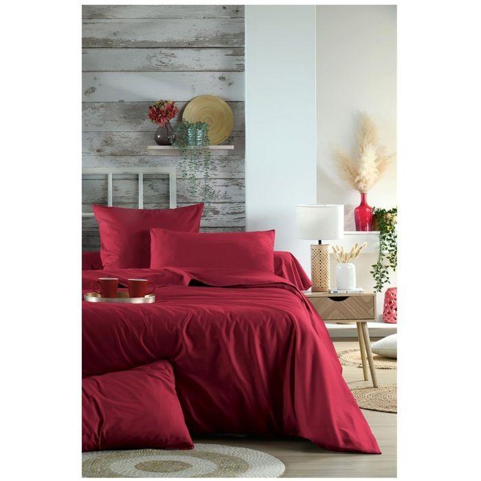 Taie de traversin - Elysee - Percale de coton - 45 x 185 cm - Rouge