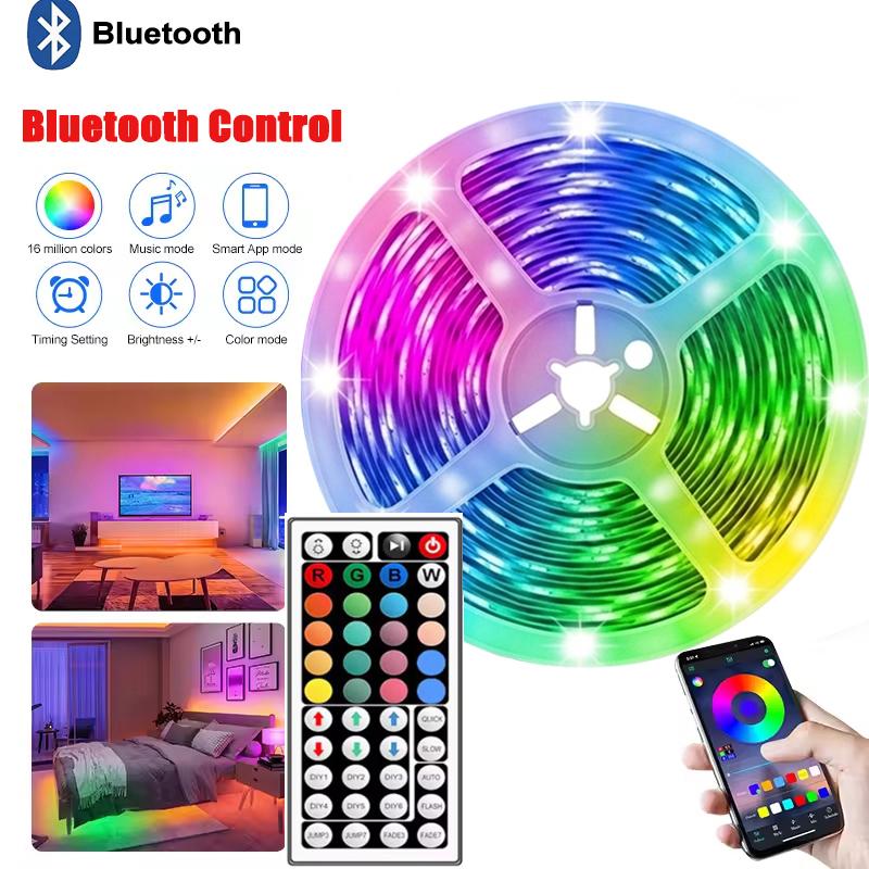 1M Led Lights 5050 for Room Music Sync Multicolor RGB 5V Led Strip Lights Flexible Ribbon for Party Bedroom Decor TV Backlights