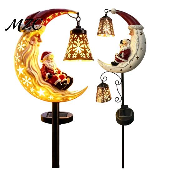 Santa Claus Decor Lamp Moon Garden Stake Light, Solar Powered with Stake, Holiday Decorative Light for Outdoor Yard Lawn Patio