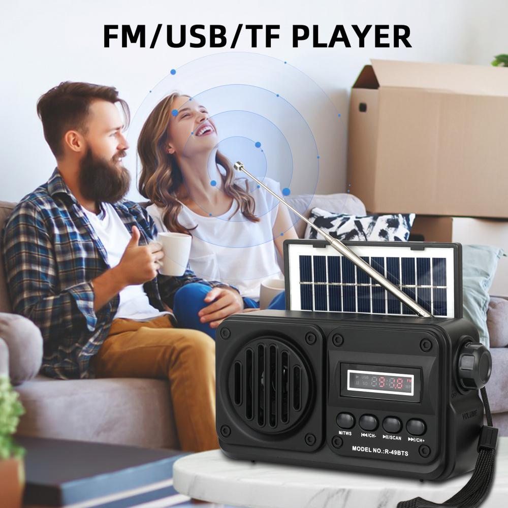 Солнечная батарея, вставная бас-карта, высококачественный звук, Bluetooth-динамик, FM-радио с автоматическим поиском каналов