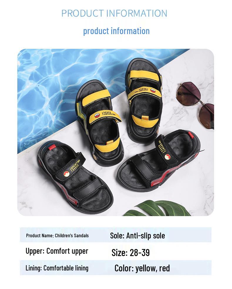 Summer 2025 Boys' Non-slip Sports Sandals: Soft Sole, Lightweight Beach Flip-flops for Kids