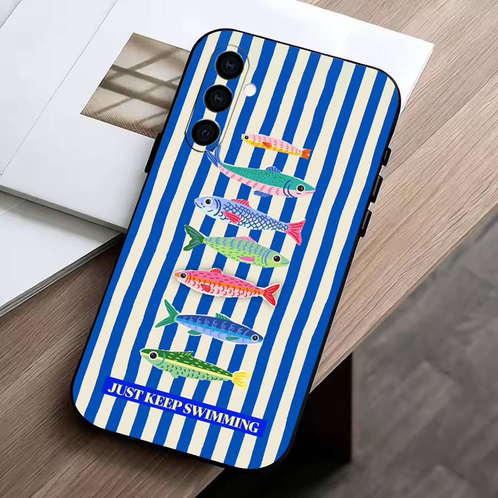 Чехол для телефона "Сардина" Черный Силиконовый Мягкий Для Samsung Galaxy A73,A72,A71,A70,A53,A52,A51