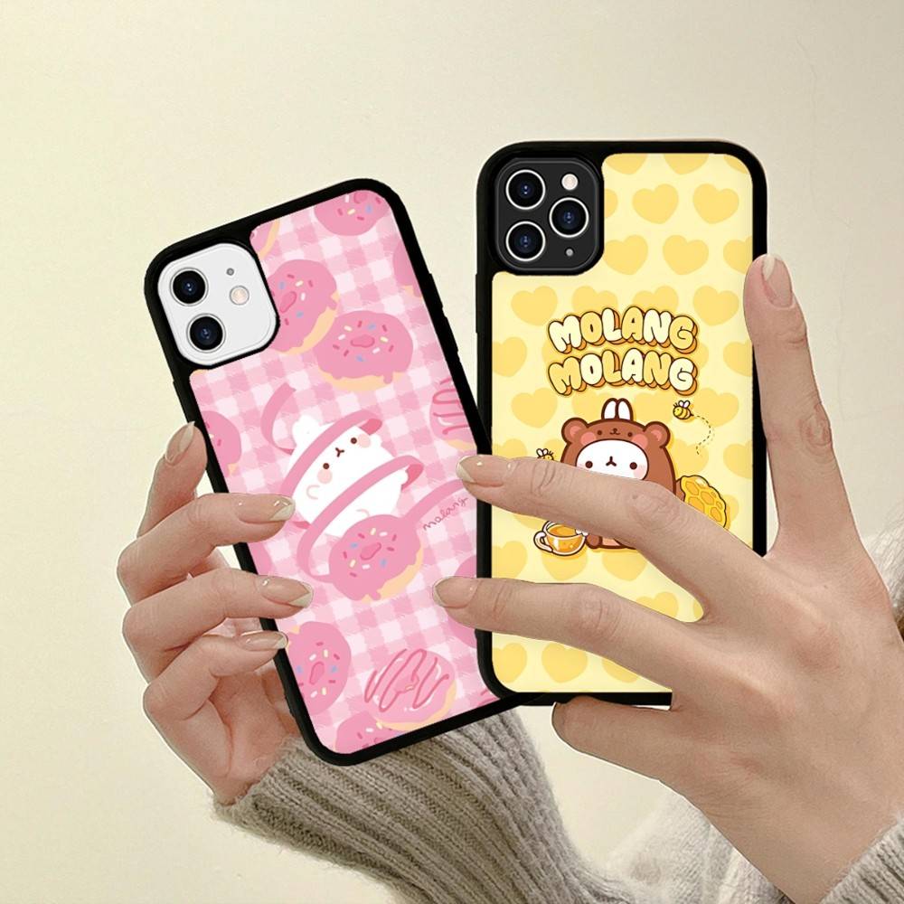 Кавайная Милая Кролик M-MolangS Аниме Чехол для Телефона Для IPhone 17 16 Pro Max Air 13 12 Mini 14 15 Plus 11 PC+TPU Задняя Крышка