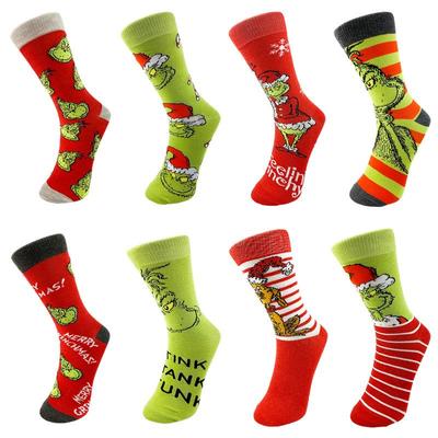 Креативные рождественские вязаные носки до середины икры «Гринч» для мужчин и женщин.