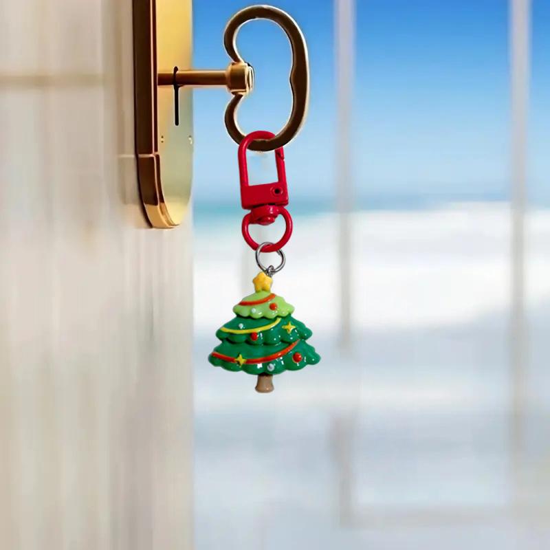 1PC Cartoon Shape Xmas Key Rings For Friends Key Holders Holiday Bag Pendants Part Resin Gifts Multiple Options Available