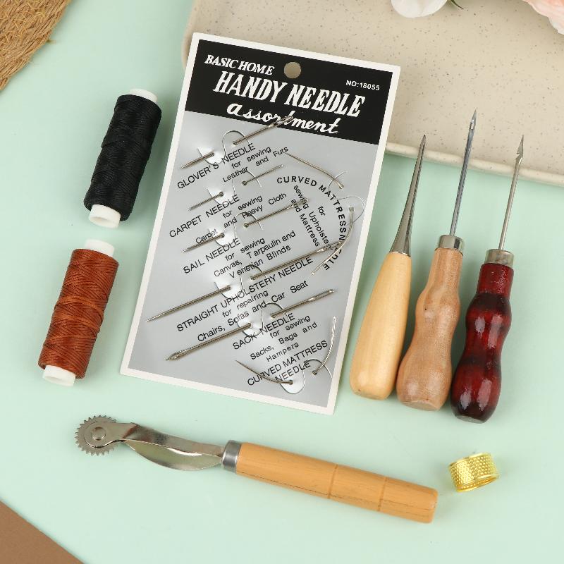 Набор инструментов для шитья кожи Устойчивый к износу Набор для DIY-изделий из кожи Ручная прошивка для ремонта обуви, сумок