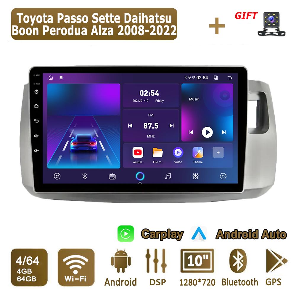 Android Carplay автомобильное радио для Toyota Passo Sette Daihatsu Boon 2008-2022 мультимедийный проигрыватель головное устройство стерео GPS навигация BT WIFI 4+64 ГБ