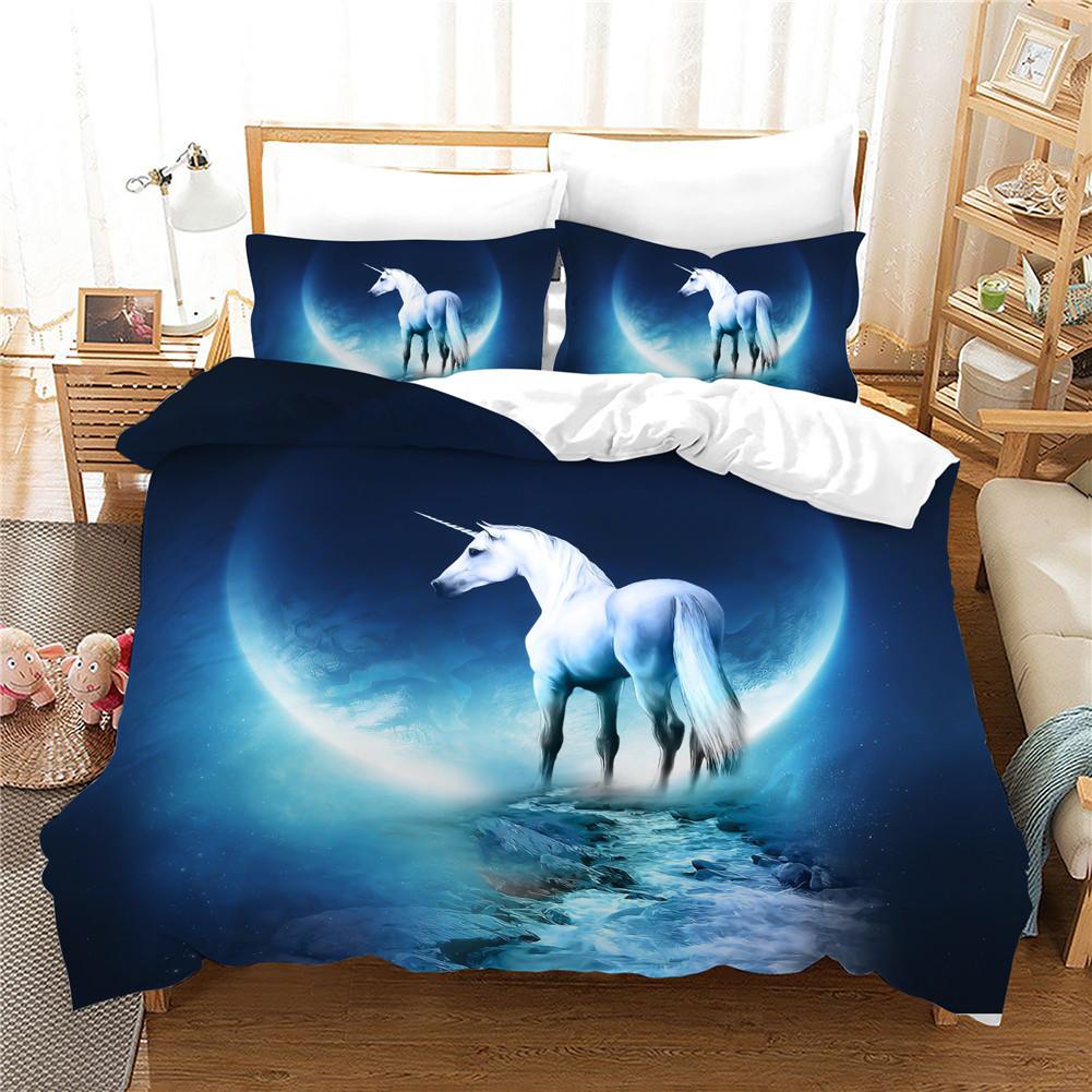 4 Cute Unicorn Bedding Set 3D Printed  Animals Unicorn Duvet Cover Pillow Cases Comforter Bedding Sets Bedroom Decoration