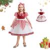 Girls Christmas Dress Red Sequin & Satin Princess Ball Gown with Detachable Bow New Year Wedding Prom Party Tutu Skirt