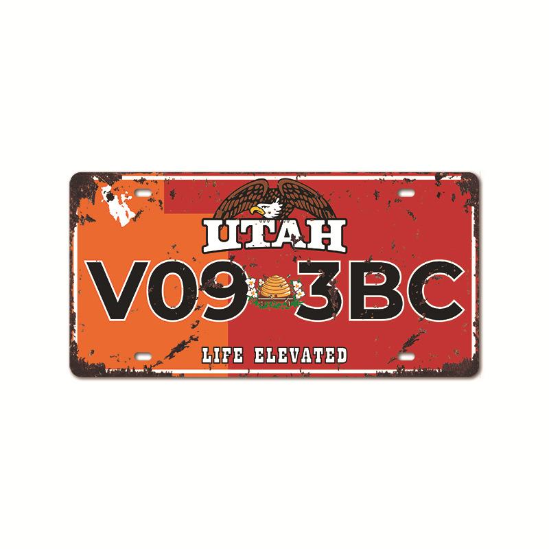 Vintage Tin Art with 1530 License Plate Design: Ideal for American - Style Background Wall Decor