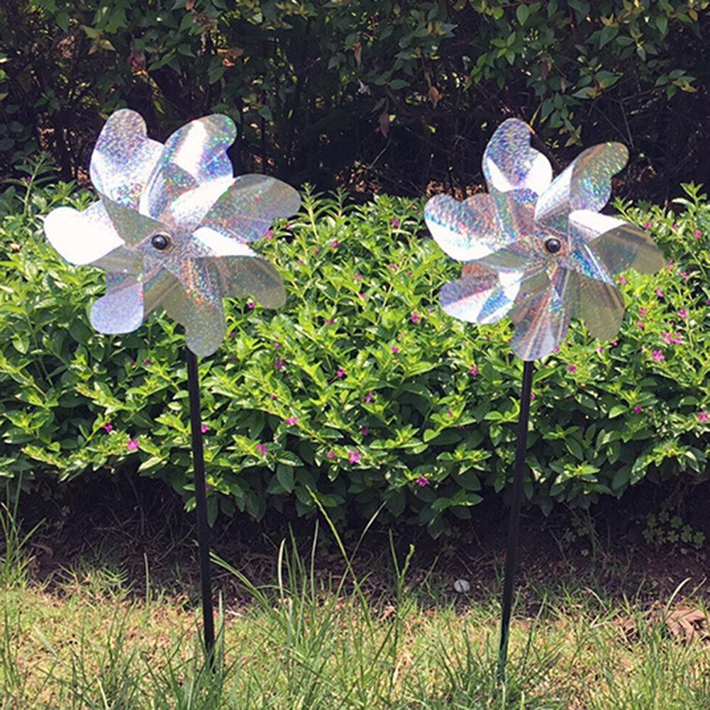 1-10PCS Silver Laser Bird Repellent Silver Windmill 8-Blade Rotating Windmill For Farm Estate Outdoor Windmill Bird Repeller