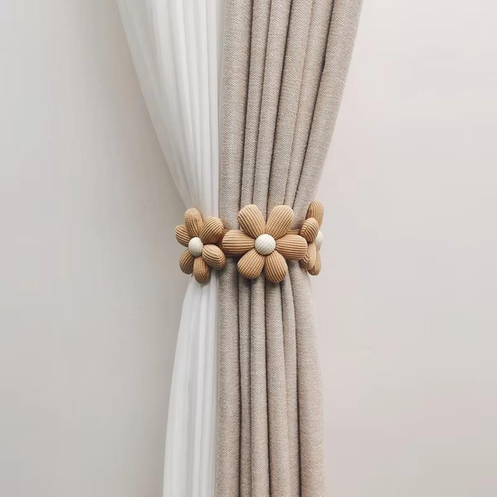 Flower Shape Curtain Elastic Buckle Strap Magnetic Buckle Window Curtain Buckles Home Decor