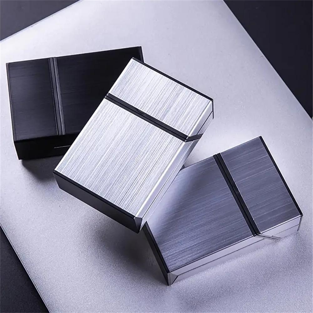 1pcs Portable Cigarette Case Metal Waterproof Cigarette Box 20pcs Capacity Flip Cover Storage Box Men's Gadget Smoking Tool Blac