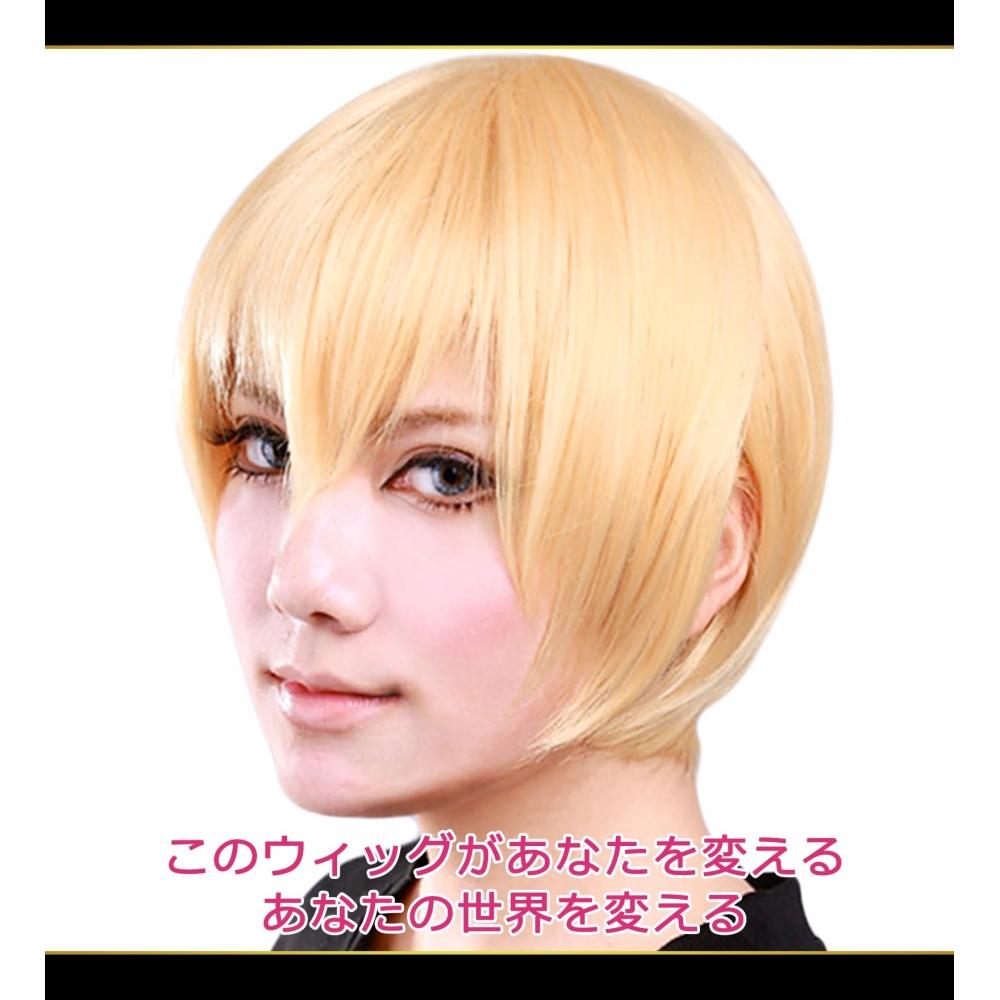 CaseEden Cosplay Wig Cosplay Wig Kuroko's Basketball Ryota Kise Short Yellow Gold Yellow Gold Blonde White Mercier Wig Net Set of 2