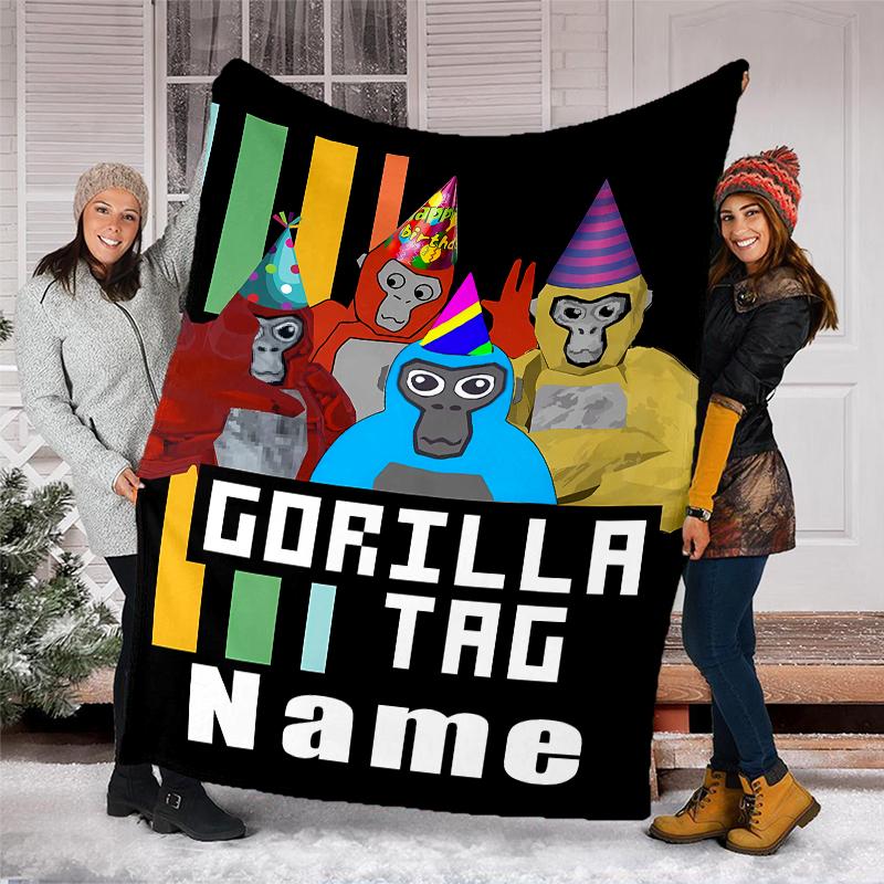 Personalized Custom Name Blanket - Gorilla Tag Print Design,Blanket for Sofa,Bed,Travel,Camping - Soft and Warm, Great Gift