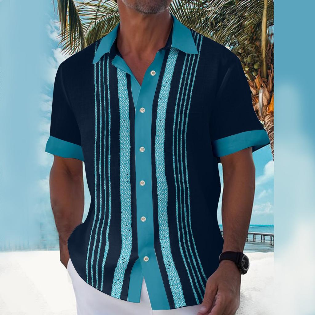 Гавайская рубашка для мужчин, мужские винтажные рубашки для боулинга на пуговицах, летняя пляжная рубашка с коротким рукавом