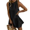 Модное женское весенне-летнее однотонное повседневное платье без рукавов с фестончатой отделкой