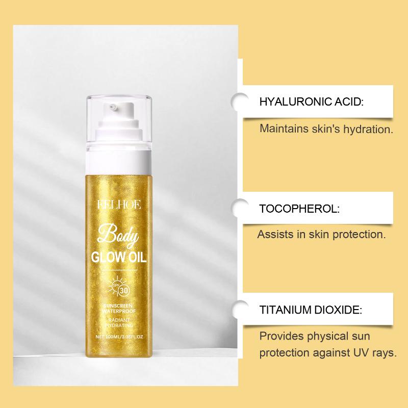 Body Highlight Oil Silky  Shimmer Body Face Glitter Moisturizing Radiant Makeup for Fashion Events