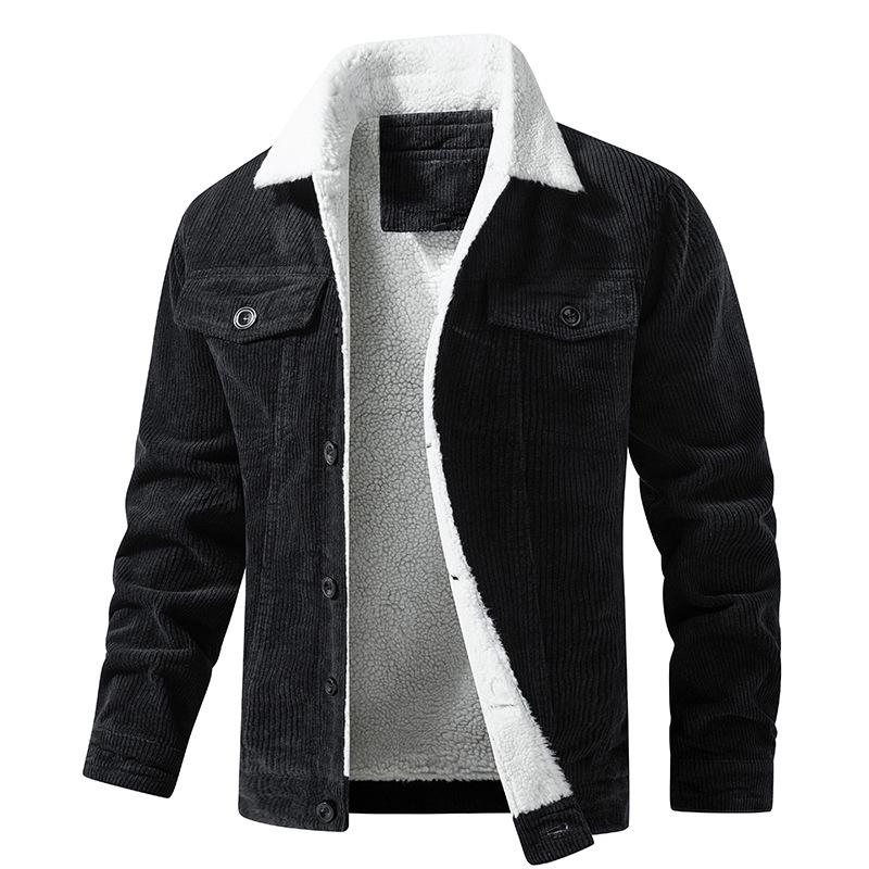 Young Men's Multi-bag Winter Loose Retro Pure Cotton Velvet Corduroy Jacket Warm Cotton-padded Jacket