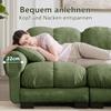3-Seat U-Shaped Cloud Sofa, Including Mobile Ottoman and 2 Cushions, Fine Quilted Design, Thick Seat Cushions, Suitable for Living Room, Green