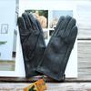 Women's Colored Leather Gloves Fashion Striped Style with Velvet Lining Warm Autumn Winter Sheepskin Finger Gloves