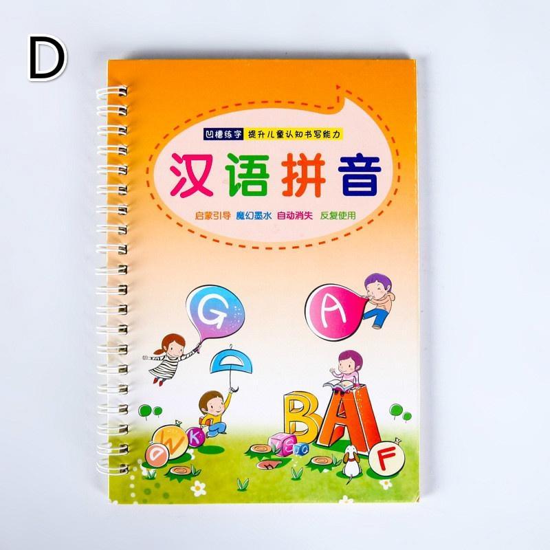 8 Pcs Multi-style Chinese and English Writing Practice Book Groove Copybook Calligraphy Supplies for Beginner Children Preschool Students