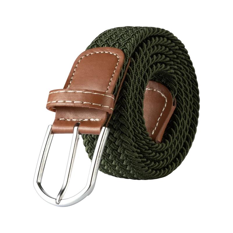 120cm Unisex Elastic Fabric Casual Belt Pin Buckle Expandable Braided Stretch Canvas Simple and Stylish Leisure Men Women Belt