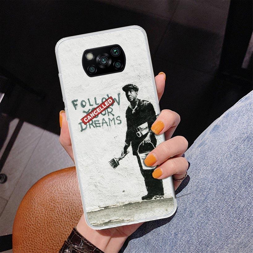 Street Art Banksy Graffiti Phone Case For Xiaomi Poco X7 X6 X5 Pro F7 Ultra Redmi 15C 15 13C 13 12C 12 10 10A 10C 9 9A 9C 9T Cov
