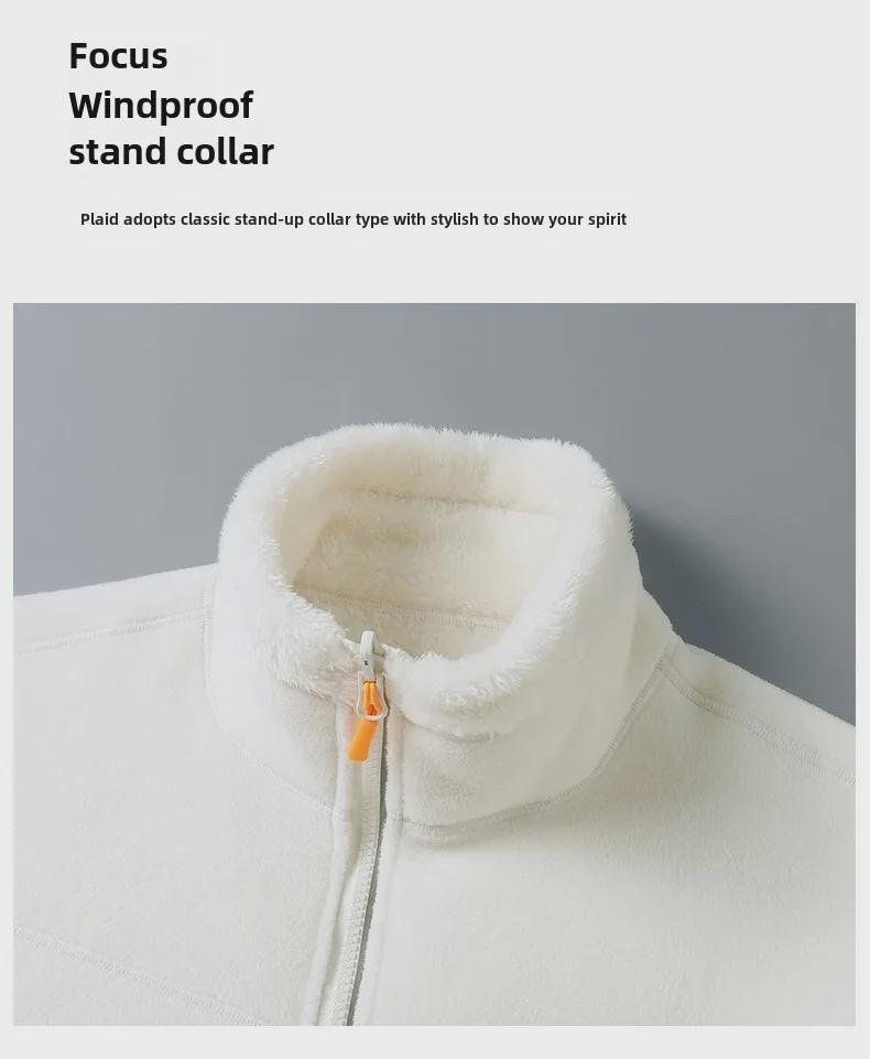 Double-Sided Coral Fleece Jacket - Multi-Color Couple's Autumn/Winter Top