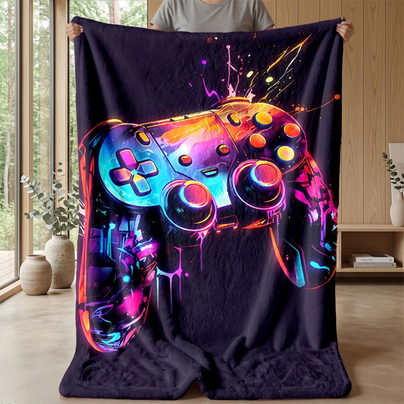 Neon Game Controller Art Theme blanket Lightweight Warm Flannel Blanket Decorative Throw Blanket for Home Decoration