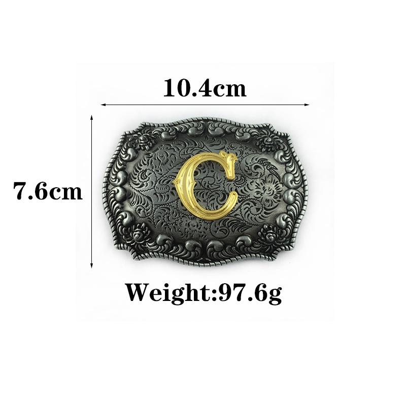 Western Denim Belt Buckle Gold Plated Equestrian Letter C Smooth Buckle Engraved Belt Body Accessories