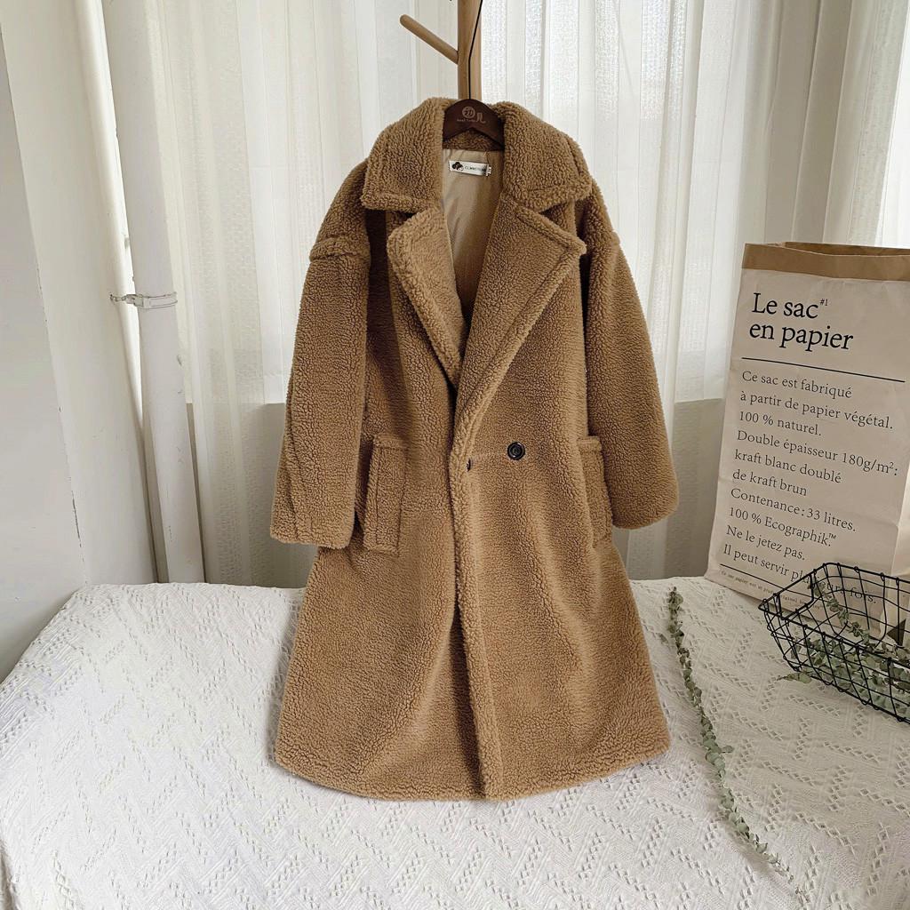 Женская мода осень и зима свободная средняя длинная ветровка пальто из ягненка