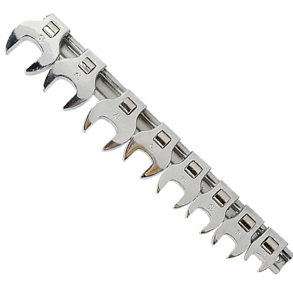 8Pcs Portable Replaceable Drive Crowfoot Wrench 3/8 Inch Movable Ratchet Wrench High Quality 10 To 19mm L-shaped Wrench