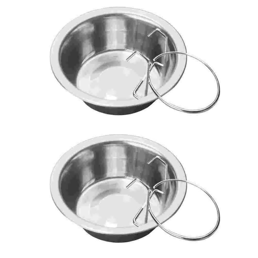Big Capacity Hang-on Pet Bowl Stainless Steel Hanger Cage Cup Protable Pet Feeding Tool Cat