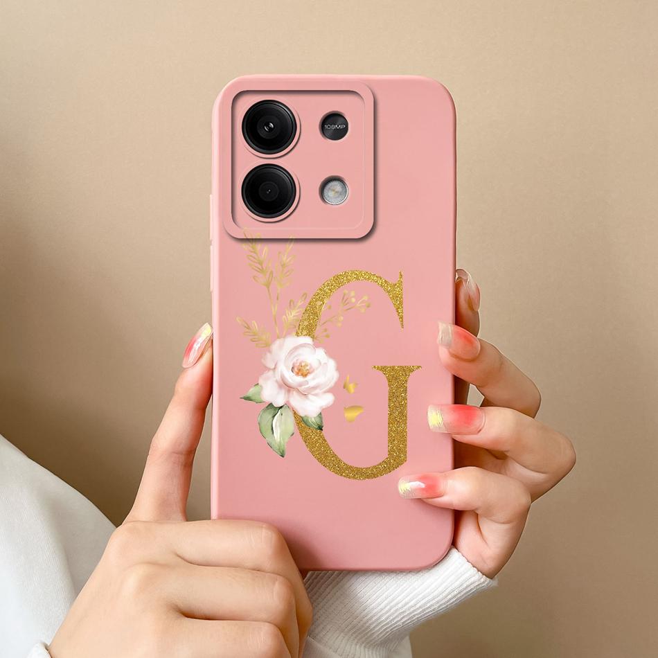 Чехол для телефона для Redmi Note 13 Pro 4G 5G, элегантный с буквой, мягкий жидкий силикон, защита по всему корпусу для Redmi Note13 13Pro, Fundas