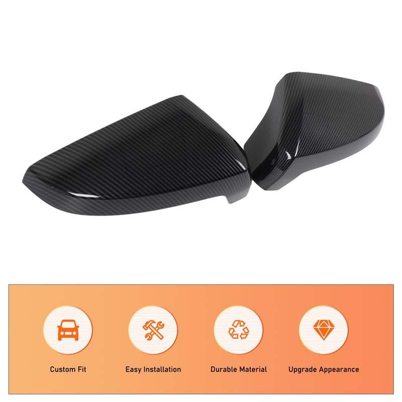 2x ABS Plastic Carbon Fiber Side Door Rearview Mirror Decorative Cover Suitable for Mazda BT50 lsuzu D-MAX -2025