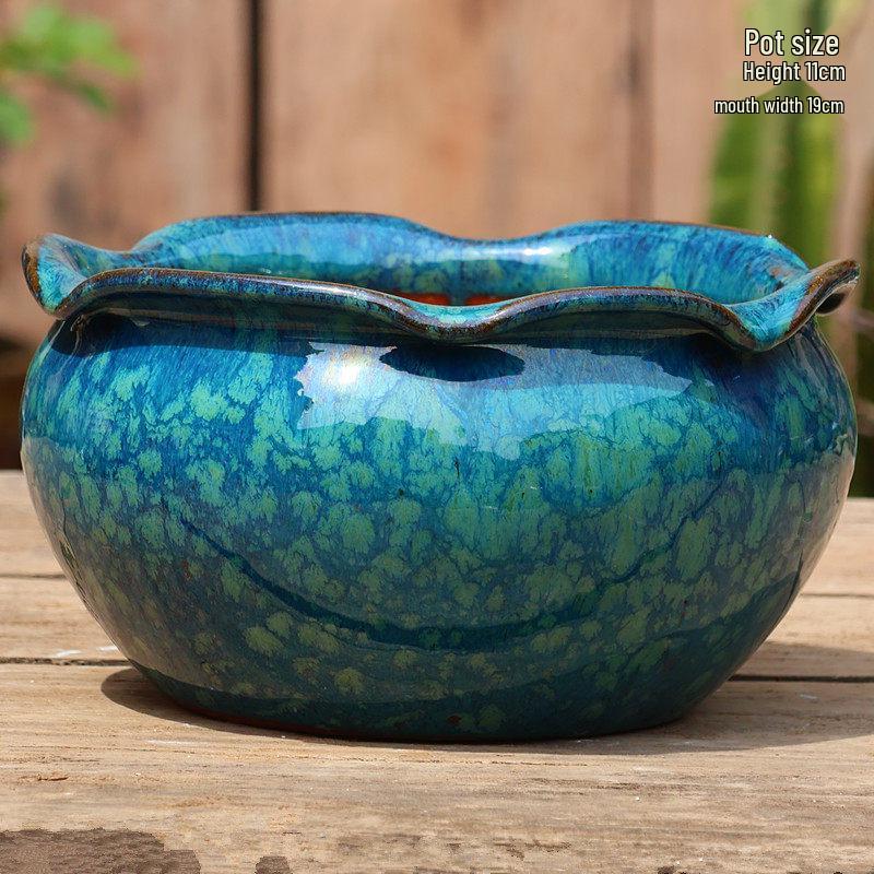 Large Ceramic Terracotta Flower Pot for Balcony and Living Room - Ideal for Succulents, Orchids, Green Radish, and Plants