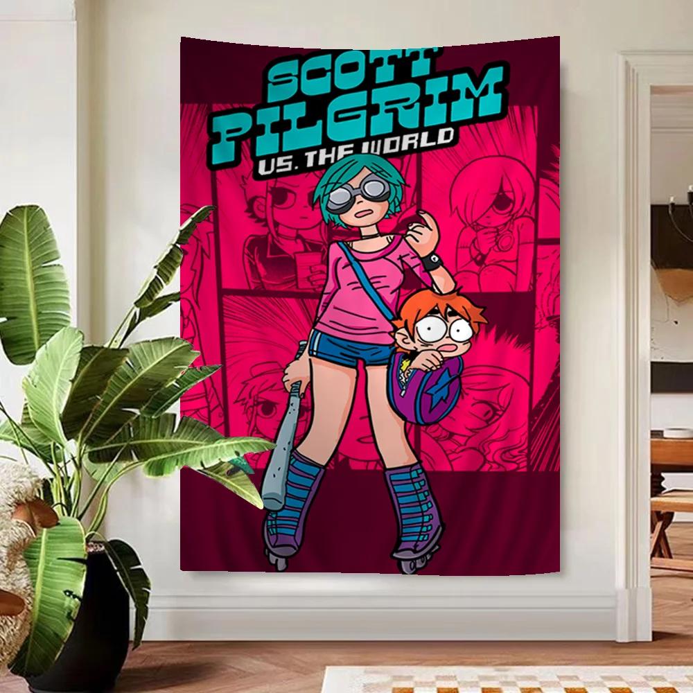 Anime Scott Pilgrim Wall Tapestry Design Perfect for Adding Personal Flair to Living Rooms Dorms Home Spaces Wall Art Decor