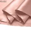 ZANZEA Women Fashion A-line Satin Skirts Summer Casual Maxi Long Skirts