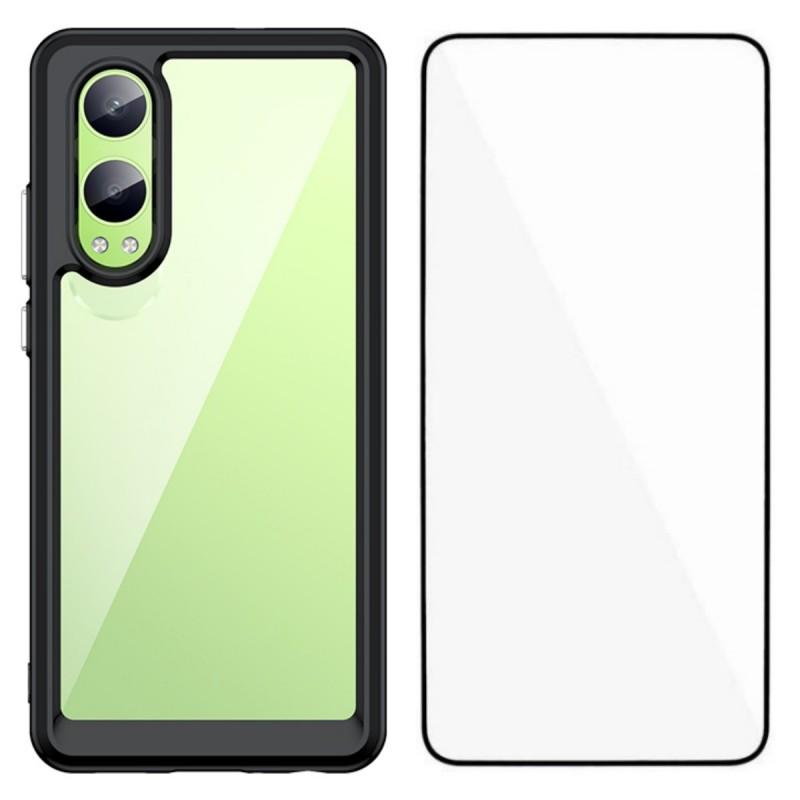 For OnePlus Nord CE4 Lite 5G Phone Case WANLONFENG XC Series TPU Acrylic Cover with Tempered Glass (Big Lens Hole)