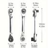 A 72-tooth Double-ended Mini Ratchet Wrench, 1/4 Socket and Screwdriver - Chrome Vanadium Steel Multipurpose Screwdriver and Socket Hand Tools