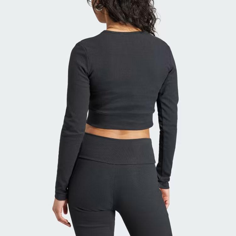 Adidas Originals Essentials Rib Long Sleeve Tee With Trefoil Logo Women Tops Black II8055