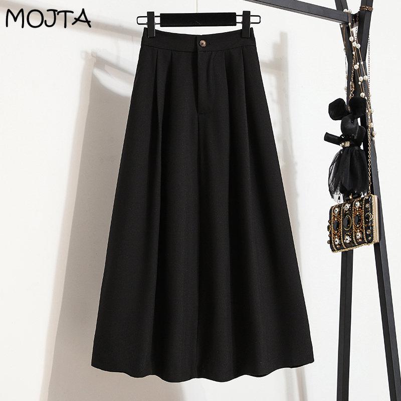MOJTA Rear Split Skirt Mid-length Women's High-waist Straight Loose Plus Size Slim Skirt