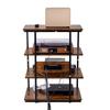 4-Tier AV Media Stand with Power Strips Wooden Corner TV Stand with LED