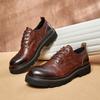 Трехсоставные кожаные туфли мужские на платформе британские ретро сращивание модные повседневные дышащие первый слой коровьей кожи мужские туфли