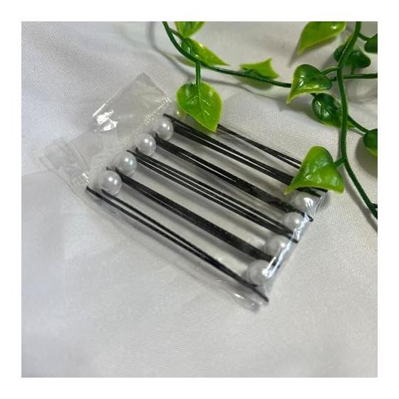 Заколки-шпильки Maruma Pearl U-Pin, Набор из 10 штук, Черные шпильки с жемчугом 8 мм для причесок, Для официальной/повседневной носки, Свадеб, Церемоний совершеннолетия, Выпускных,